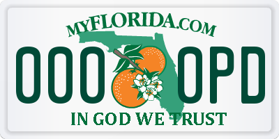 FL license plate 0000PD