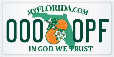 FL license plate 0000PF