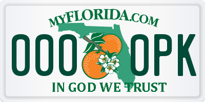 FL license plate 0000PK