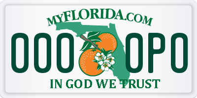 FL license plate 0000PO