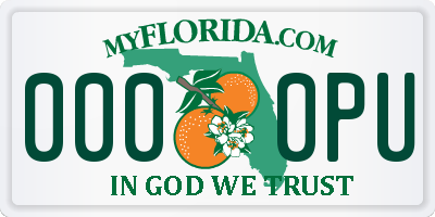 FL license plate 0000PU