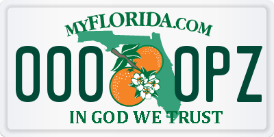 FL license plate 0000PZ