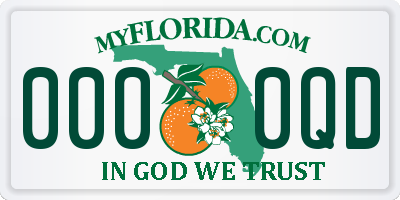 FL license plate 0000QD