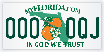 FL license plate 0000QJ