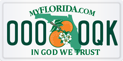 FL license plate 0000QK