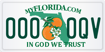 FL license plate 0000QV