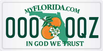 FL license plate 0000QZ