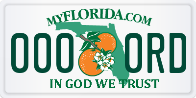FL license plate 0000RD