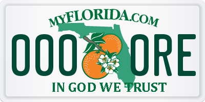 FL license plate 0000RE