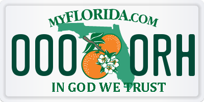 FL license plate 0000RH