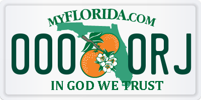 FL license plate 0000RJ