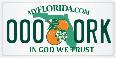 FL license plate 0000RK