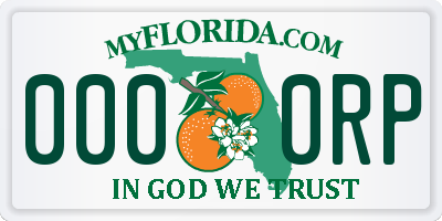 FL license plate 0000RP