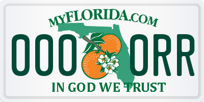 FL license plate 0000RR