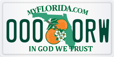 FL license plate 0000RW