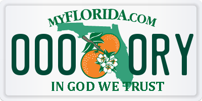 FL license plate 0000RY