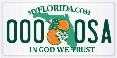 FL license plate 0000SA