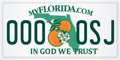 FL license plate 0000SJ