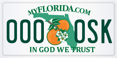 FL license plate 0000SK