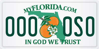 FL license plate 0000SO