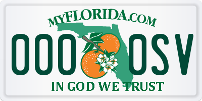 FL license plate 0000SV