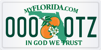 FL license plate 0000TZ