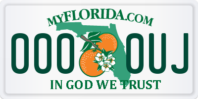 FL license plate 0000UJ