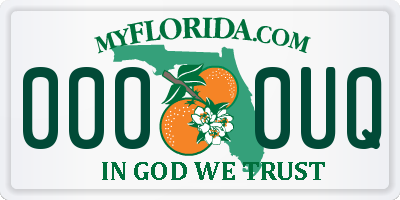 FL license plate 0000UQ