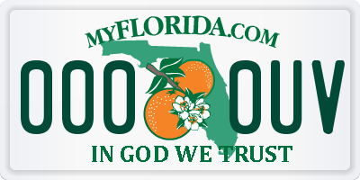 FL license plate 0000UV