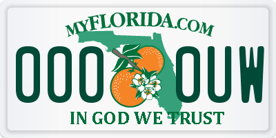 FL license plate 0000UW