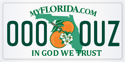 FL license plate 0000UZ