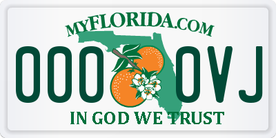 FL license plate 0000VJ