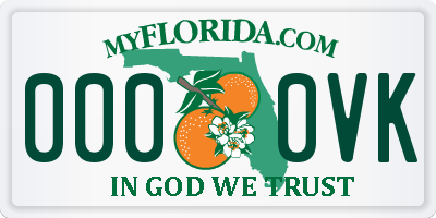 FL license plate 0000VK