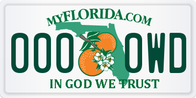 FL license plate 0000WD