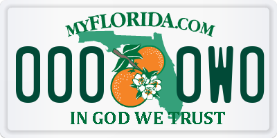 FL license plate 0000WO