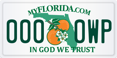 FL license plate 0000WP