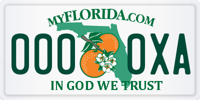 FL license plate 0000XA