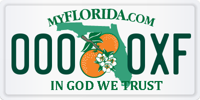 FL license plate 0000XF