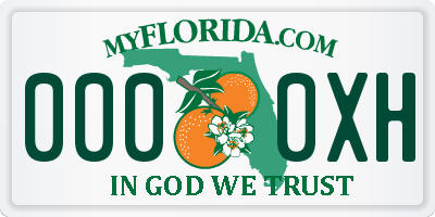 FL license plate 0000XH