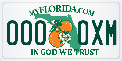 FL license plate 0000XM