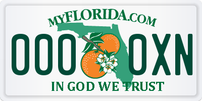 FL license plate 0000XN