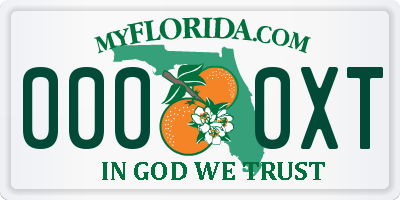 FL license plate 0000XT