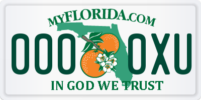 FL license plate 0000XU