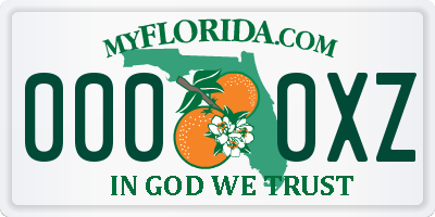 FL license plate 0000XZ