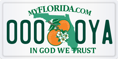 FL license plate 0000YA