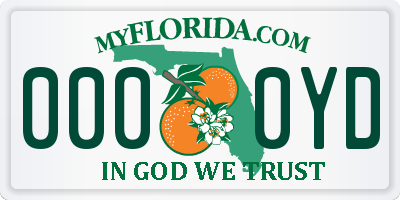 FL license plate 0000YD