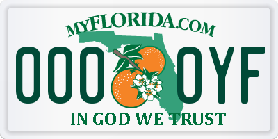 FL license plate 0000YF