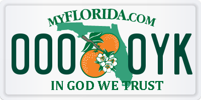 FL license plate 0000YK