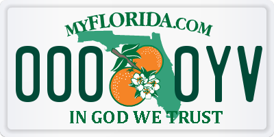 FL license plate 0000YV