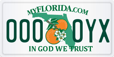 FL license plate 0000YX